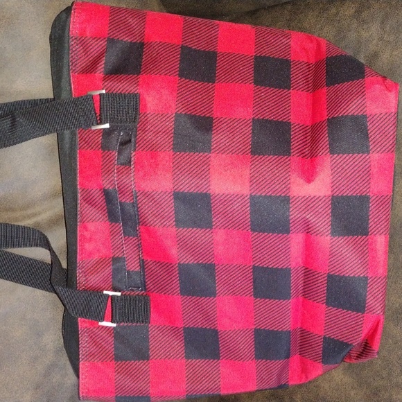Von Maur Bags Von Maur Red Black Checkered Totebag Makeup Accessory